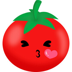 Tomato Blowing Kiss Face Cartoon
