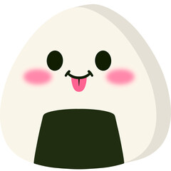 Rice Ball Playful Face Cartoon