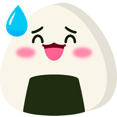 Rice Ball Relieved Face Cartoon
