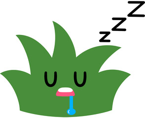 Grass Sleeping Face Cartoon