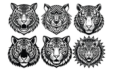 Fierce Tribal Tiger Head with Symmetrical Design