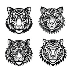 Decorative Tribal Tiger Face Emblem Vector