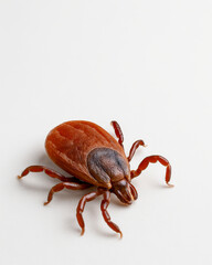 A tick on a white background. Dangerous insect