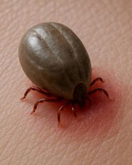 The tick bit into the human skin