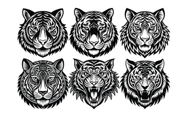 Obraz premium Creative Tribal Tiger Head Silhouette Vector