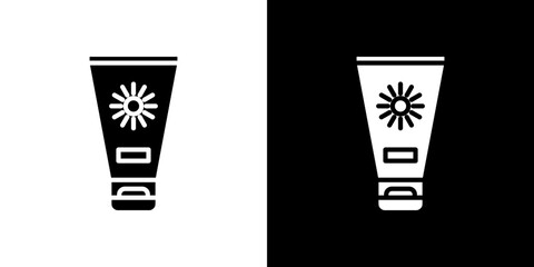 Suntan cream icon symbols. Vector illustration.