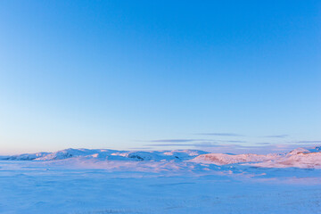 Snow desert. Kola Peninsula winter landscape
