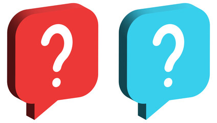 3d question mark icon button in speech bubble. faq sign, customer support and support sign or ask and help signs with red question icon symbol - ask bubbles 3d icons - frequently asked questions signs