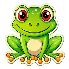 Obraz premium A Cheerful Green Frog A CloseUp Portrait of Amphibian Charm isolated on transparent baackground