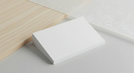Blank white mockup card design on wooden background minimalist branding stationery template