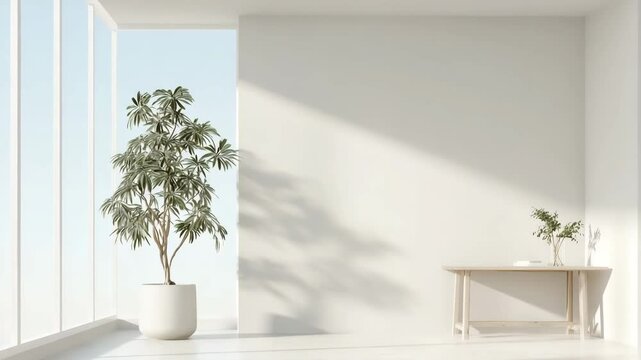 modern creative workspace in minimalist style with single focal point
