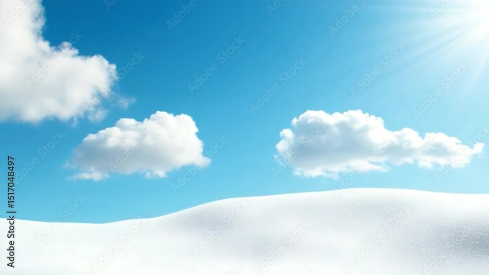 Poster azure sky with cloudscape: a breathtaking cloudscape paints the heavens, fluffy white clouds drift l