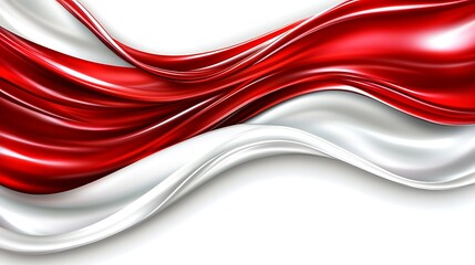 Red and white flowing fabric abstract design