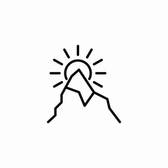 sun behind mountain icon sign vector
