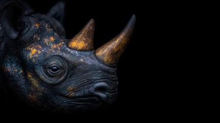 Close-up portrait of a painted rhinoceros
