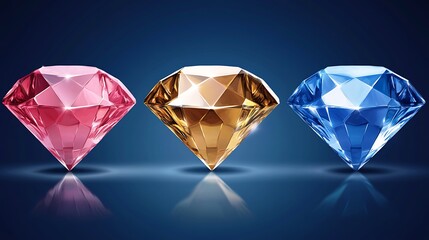 Fototapeta premium Three colored diamonds
