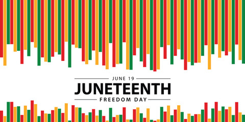 Juneteenth Freedom Day. June 19 African American Liberation Day. Black, red and green strips vector