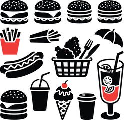  Delicious fast food set vector illustration