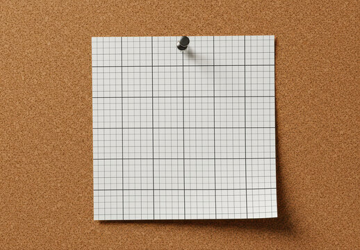 Square Papaper Pin to Cork Board Mockup