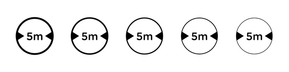 5 meter signs graphic set. trendy stroke line style