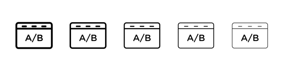 A B test icon graphic set. trendy stroke line style