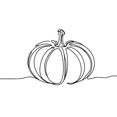 Minimalistic line drawing of a pumpkin on a flat surface, showcasing simplicity and elegance, concept of seasonal decor or culinary arts