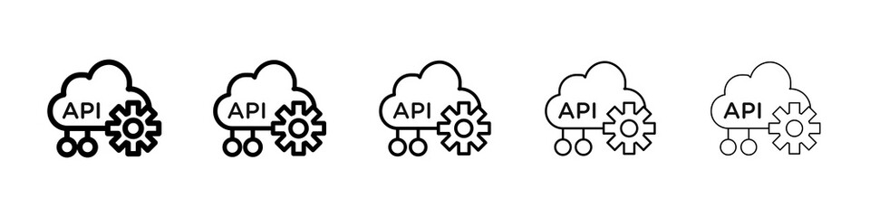 API icon graphic set. trendy stroke line style
