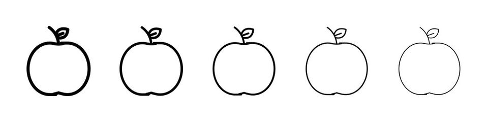 Apple icon graphic set. trendy stroke line style