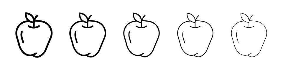 Apple icon graphic set. trendy stroke line style