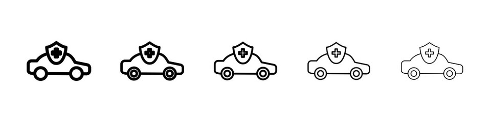 Auto insurance icon graphic set. trendy stroke line style