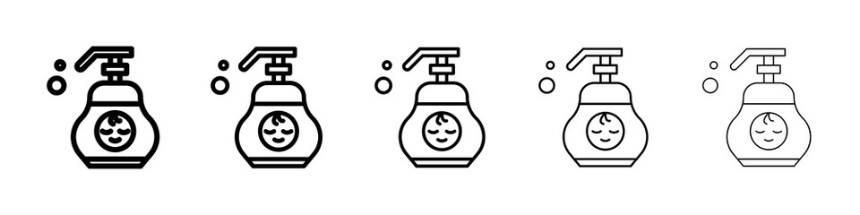 Baby shampoo icon graphic set. trendy stroke line style