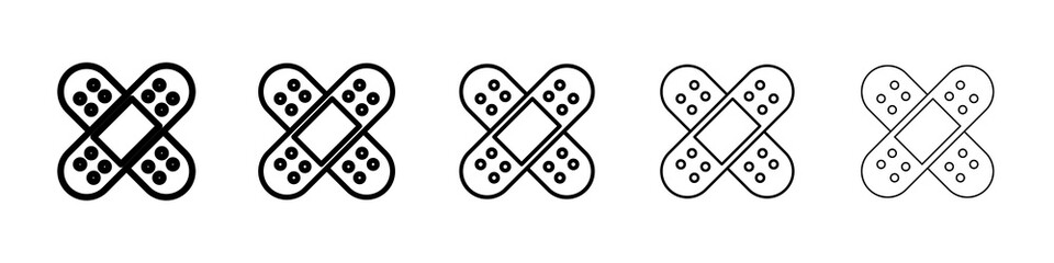 Band aid icon graphic set. trendy stroke line style