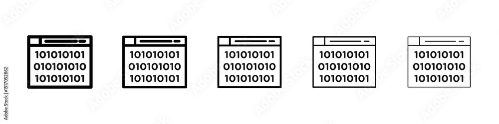 Poster binary code icon graphic set. trendy stroke line style