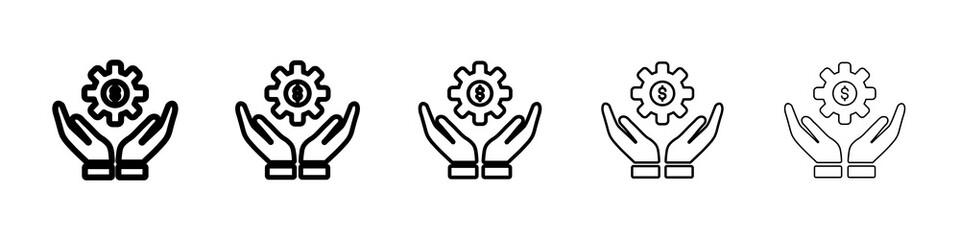benefits icon graphic set. trendy stroke line style