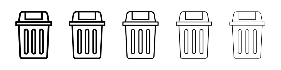 Bin icon graphic set. trendy stroke line style