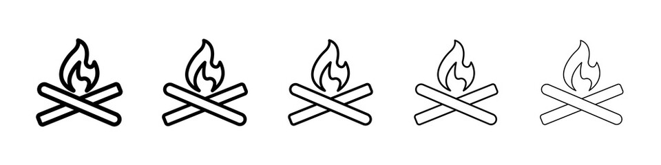 Bonfire icon graphic set. trendy stroke line style