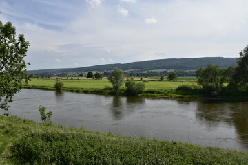 Fototapeta premium Landschaft an der Weser bei Rinteln 