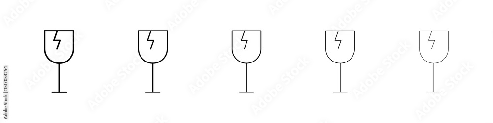 Poster box fragile icon graphic set. trendy stroke line style