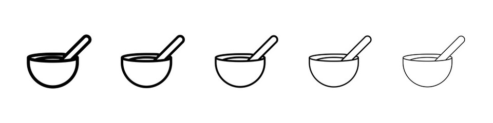 Bowl of soup icon graphic set. trendy stroke line style