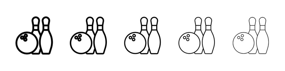 Bowling icon graphic set. trendy stroke line style