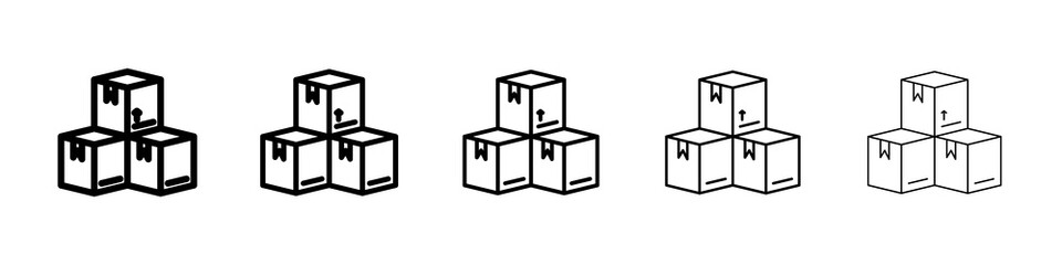 Boxes icon graphic set. trendy stroke line style