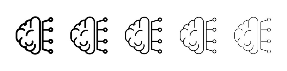 Brain circuit icon graphic set. trendy stroke line style