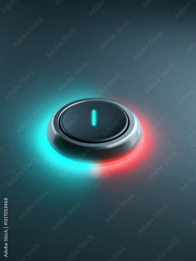 Poster reset button glows with ominous light, right zone remains clean and untouched, inviting action and c