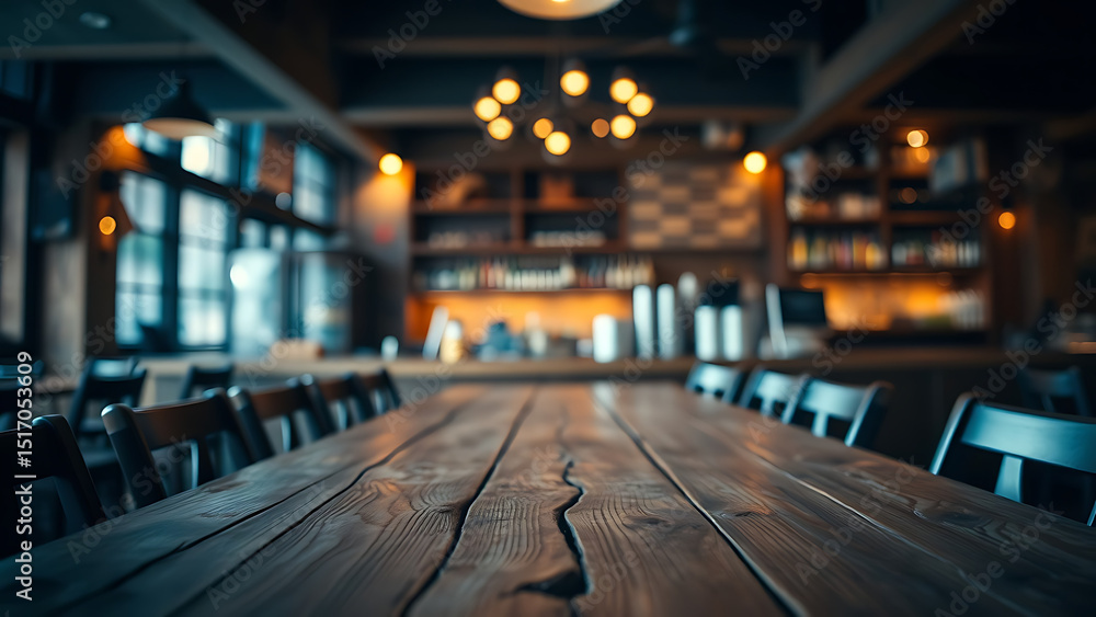 Aufkleber empty wooden table rustic and blurred background of bar or pub for product display high quality phot