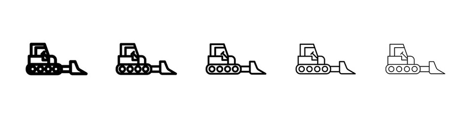 Bulldozer icon graphic set. trendy stroke line style