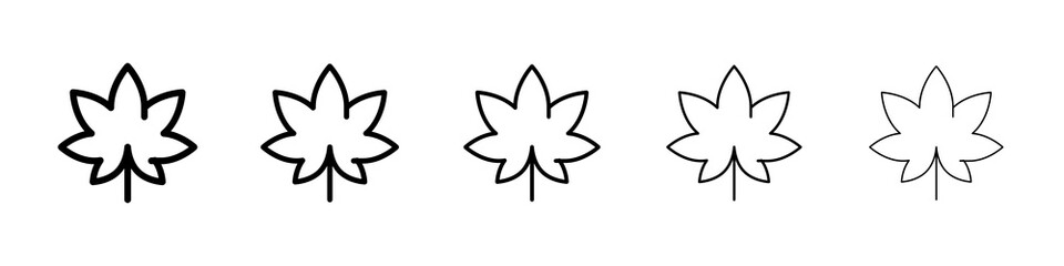 Cannabis icon graphic set. trendy stroke line style