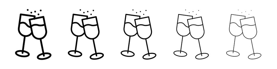 Champagne Glass icon graphic set. trendy stroke line style © Abstractor