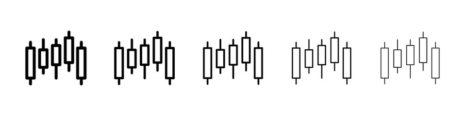 Chart candlestick icon graphic set. trendy stroke line style