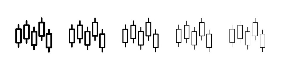 Chart candlestick icon graphic set. trendy stroke line style
