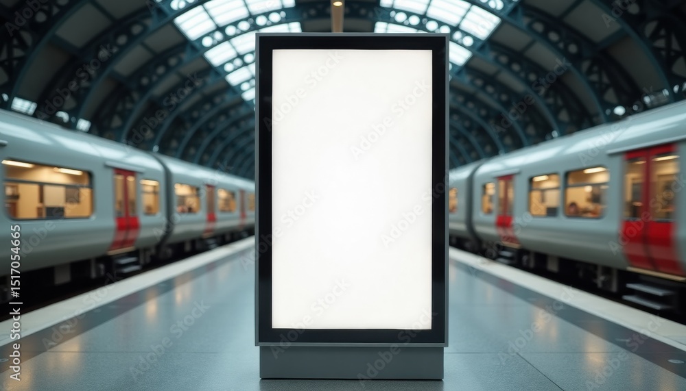 Poster Advertising display panel in train station with empty background  